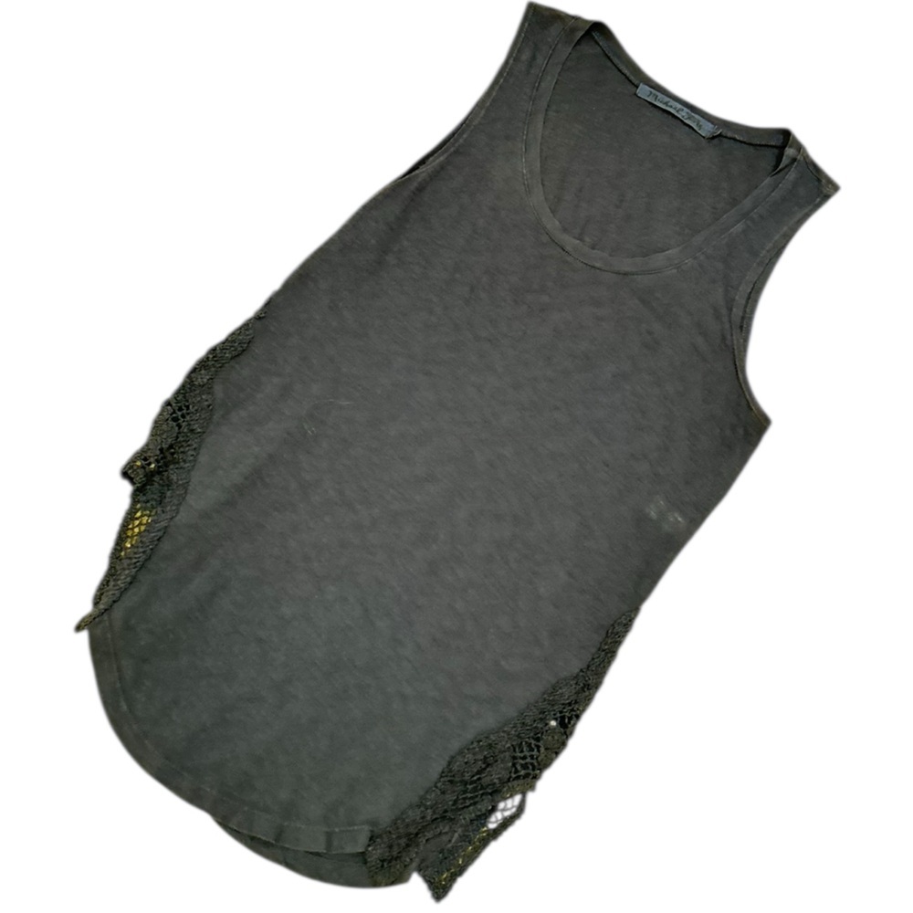 Michael Stars Deep navy Blue crochet inlay longline scoop neck Tank Top size 6 - Picture 2 of 8